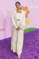 Ivory & Gold Silk Crepe Embroidered Jacket Set